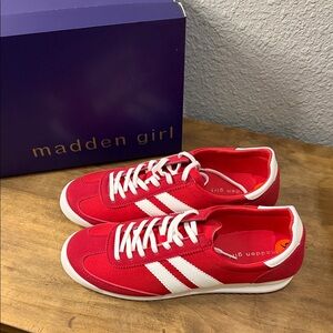 Madden Girl Vibrant Red Sneakers with White Accents size 9.5 New
